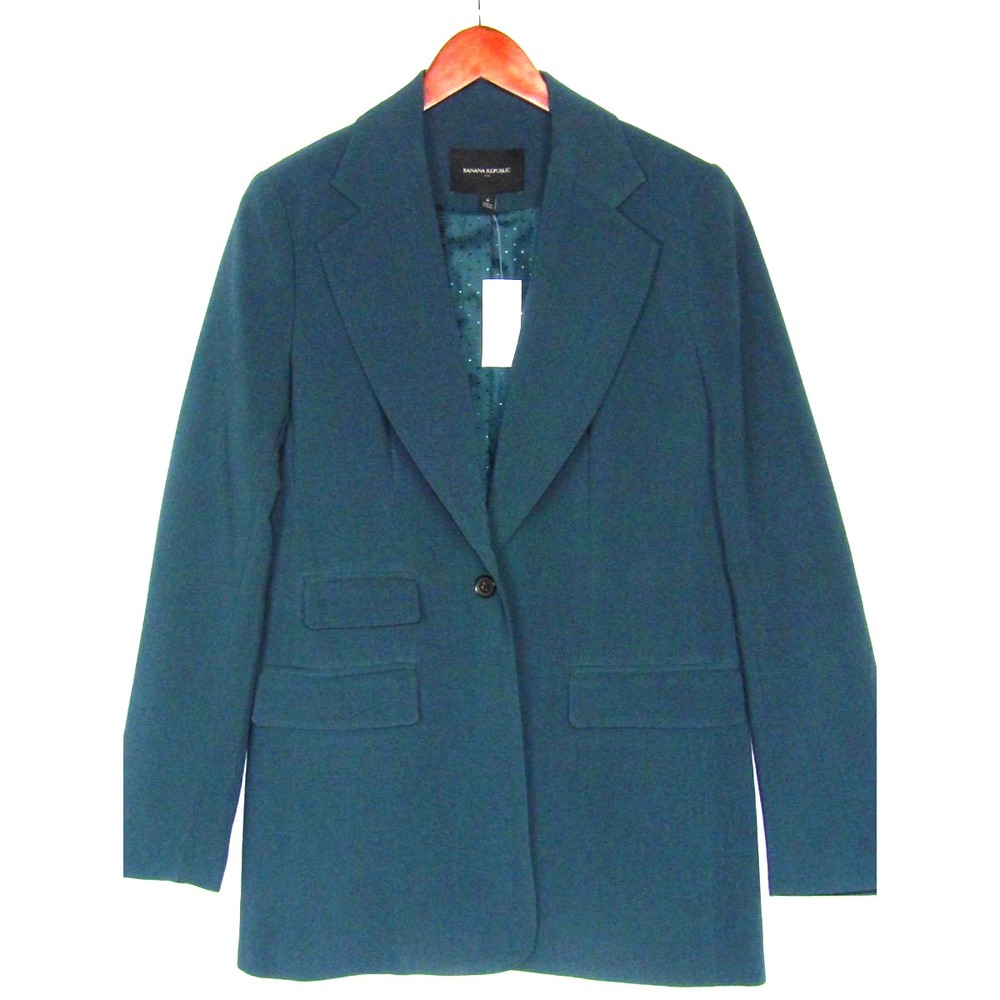 NEW! Banana Republic Teal Green 1 Button Stretch Office Blazer Women's 6 NWT!